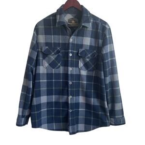 Freedom Foundry Mens‎ Shirt M Nave Plaid Flannel Button Up Shacket Cabincore